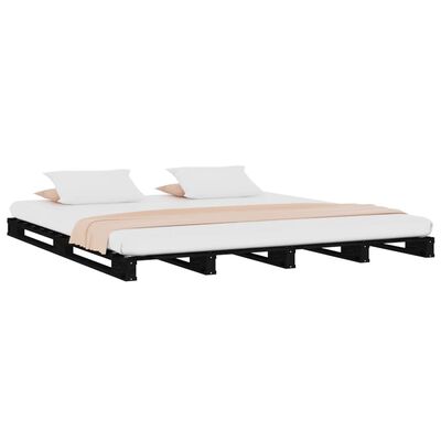 vidaXL Pallet Bed Black 150x200 cm King Size Solid Wood