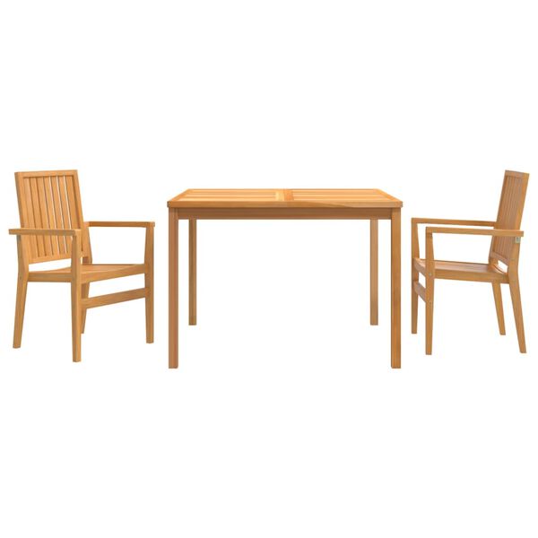 vidaXL 3 Piece Garden Dining Set Solid Wood Teak