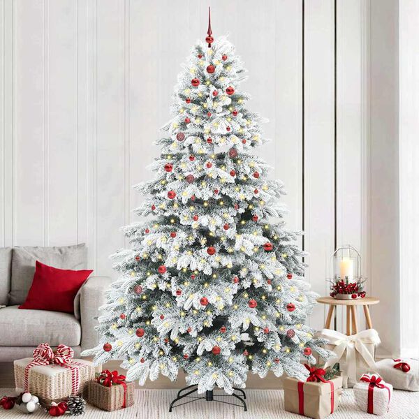 vidaXL Artificial Christmas Tree with 300 LEDs White 240 cm PE and PVC