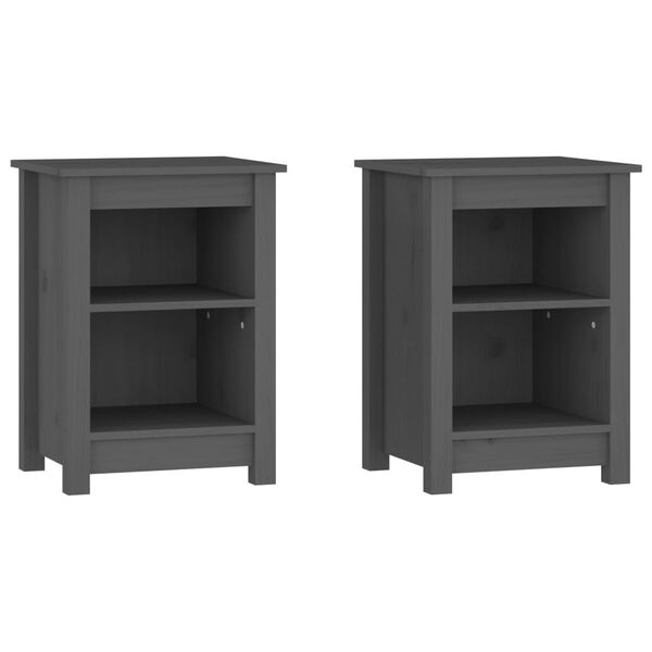 vidaXL Bedside Cabinets 2 pcs Grey 40x35x55 cm Solid Wood Pine