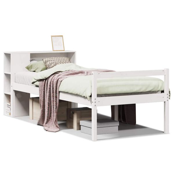 vidaXL Bookcase Bed without Mattress White 90x200 cm Solid Wood Pine