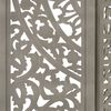 vidaXL Hand carved 3-Panel Room Divider Grey 120x165 cm Solid Mango Wood
