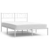 vidaXL Metal Bed Frame without Mattress with Headboard White 135x190cm