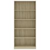 vidaXL 5-Tier Book Cabinet Sonoma Oak 80x24x175 cm Engineered Wood