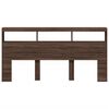 vidaXL Headboard Cabinet with LED Brown Oak 200x17x102 cm