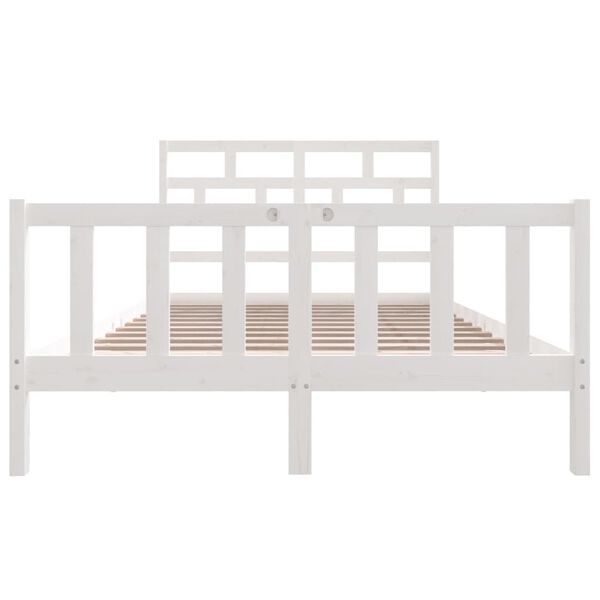 vidaXL Bed Frame without Mattress White Solid Wood 120x200 cm (810078+814185)