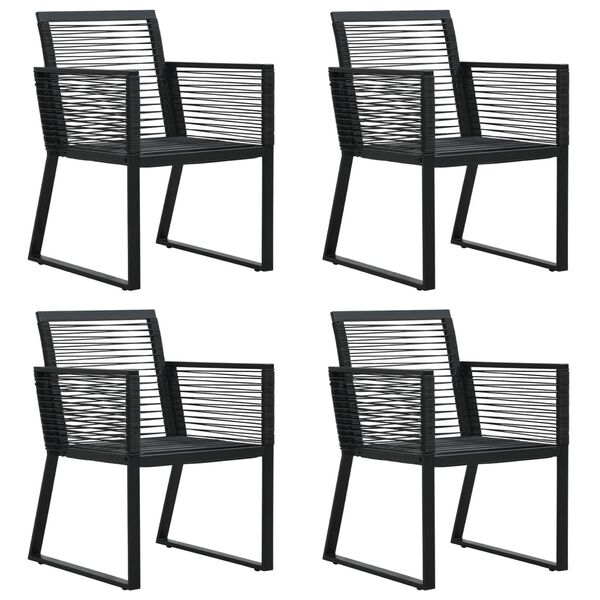 vidaXL 5 Piece Garden Dining Set Black PVC Rattan