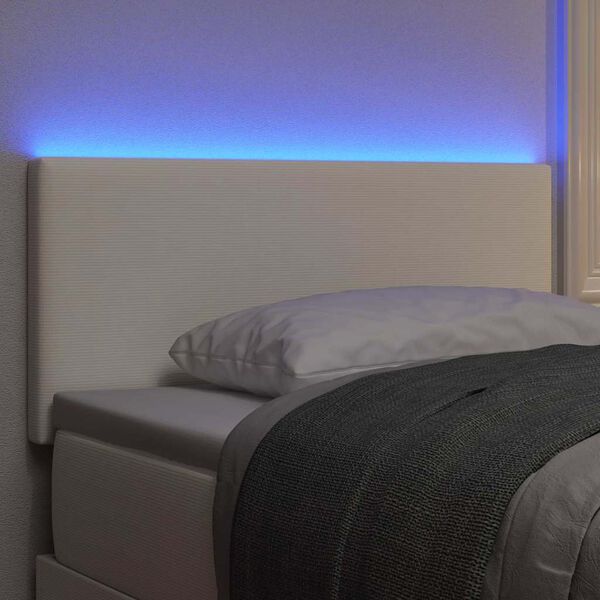 vidaXL LED Headboard with LED Strip Lights Manual Cream 80 cm Fabric
