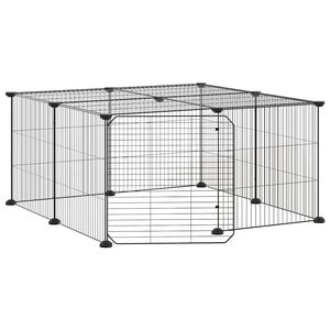 vidaXL 12-Panel Pet Cage with Door Black 35x35 cm Steel
