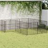 vidaXL Dog Playpen 12 Panels Black Galvanised Steel