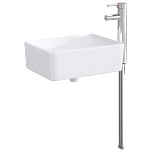 vidaXL Bathroom Sink with Faucet and Drain Chrome 40.5 x 30.5 x 13 cm