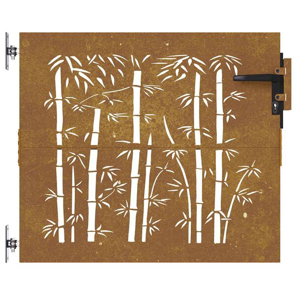 vidaXL Garden Gate 85x75 cm Corten Steel Bamboo Design