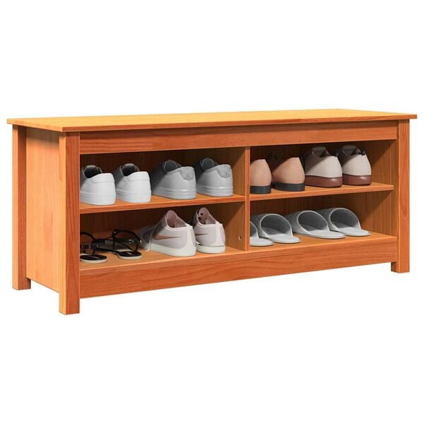 vidaXL Storage Bench Wax Brown 110 x 38 x 45.5 cm Solid Pine Wood