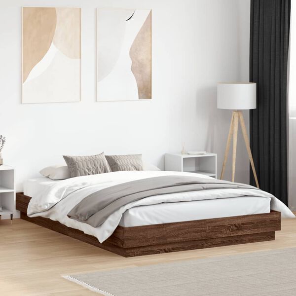 vidaXL Bed Frame without Mattress Brown Oak 140x200 cm