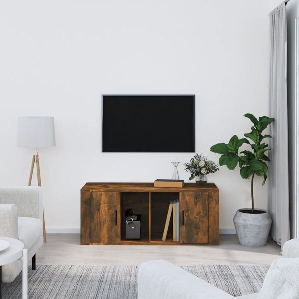 vidaXL TV Cabinet Smoked Oak 100x35x40 cm Engineered Wood