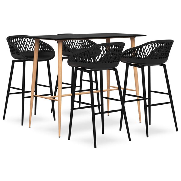 vidaXL 5 Piece Bar Set Black