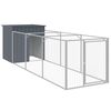 vidaXL Dog House with Run Anthracite 110x405x110 cm Galvanised Steel