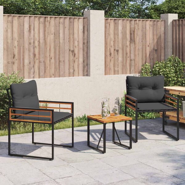 vidaXL Outdoor Furniture Set with Cushion 3 pcs Dim Gray