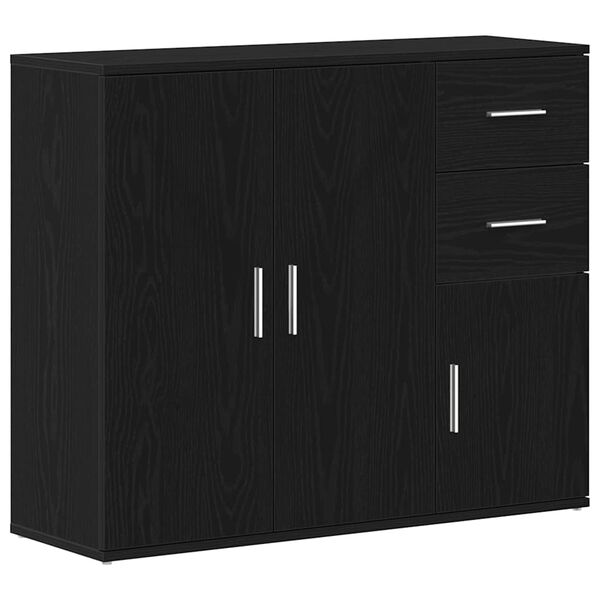 vidaXL Sideboard Black Oak 91x29.5x75 cm Engineered Wood