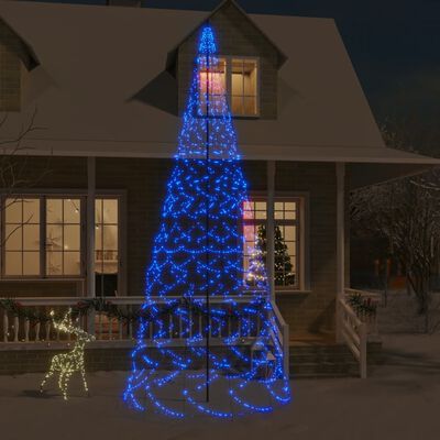 vidaXL Christmas Tree on Flagpole Blue 1400 LEDs 500 cm