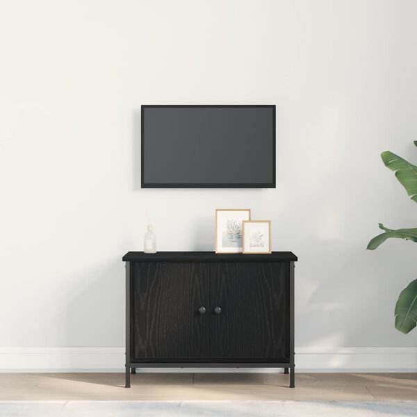 vidaXL TV Cabinet Black Oak 60 x 35 x 45 cm Engineered Wood