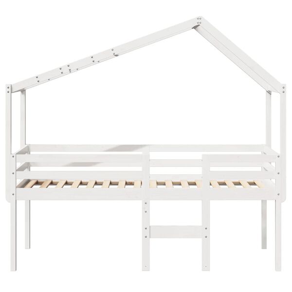 vidaXL High Sleeper Bed without Mattress White 90x200 cm Solid Wood Pine