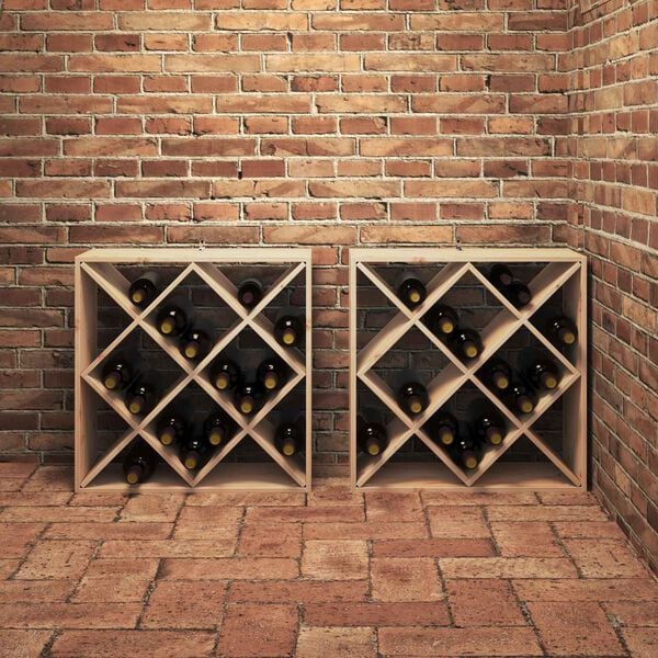 vidaXL Wine Rack 2 pcs Natural 62 x 25 x 62 cm Solid Pine Wood