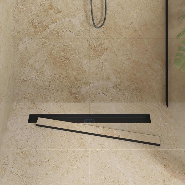 vidaXL Shower Drain 2-in-1 with 360&deg; Siphon Black 80 cm