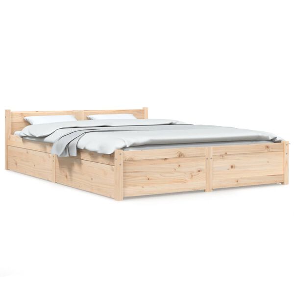 vidaXL Bed Frame without Mattress with Drawers Double