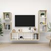 vidaXL 4 Piece TV Cabinet Set White and Sonoma Oak Engineered Wood