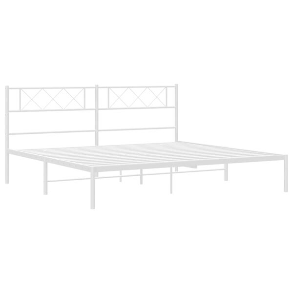 vidaXL Metal Bed Frame without Mattress with Headboard White 180x200cm