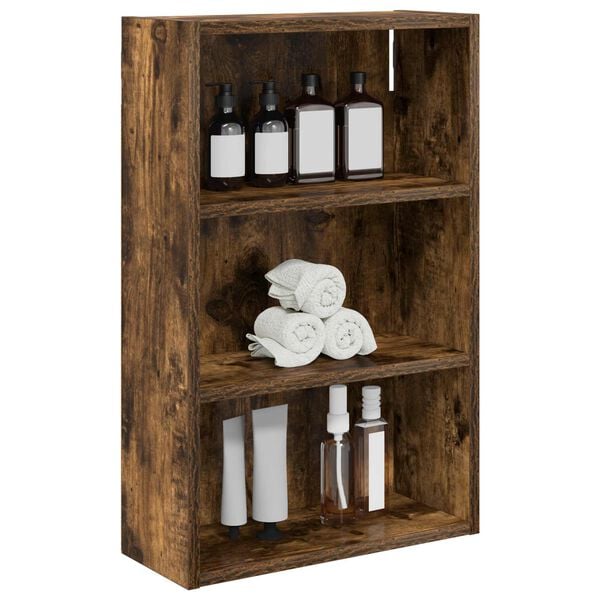 vidaXL Bathroom Wall Cabinet with Shelf Smoked Oak 40 x 16 x 62.5 cm