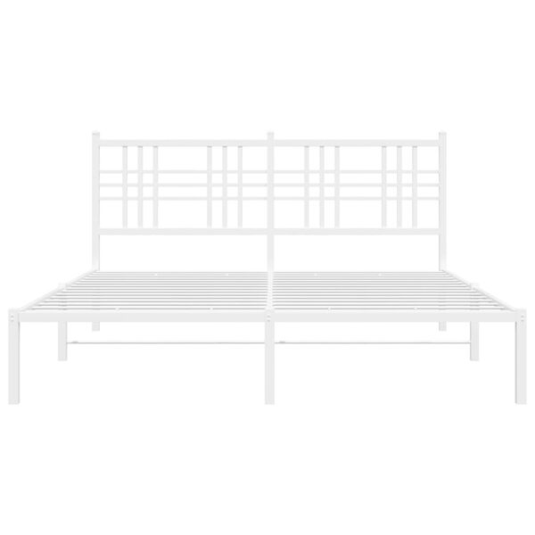 vidaXL Metal Bed Frame without Mattress with Headboard White 160x200cm