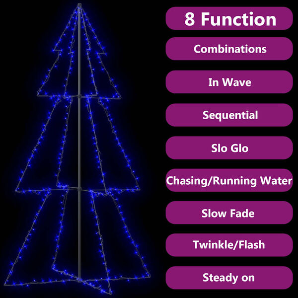vidaXL Christmas Cone Tree 300 LEDs Indoor and Outdoor 120x220 cm