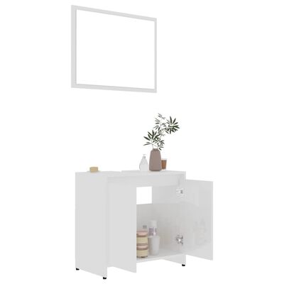 vidaXL 3 Piece Bathroom Furniture Set High Gloss White Engineered Wood