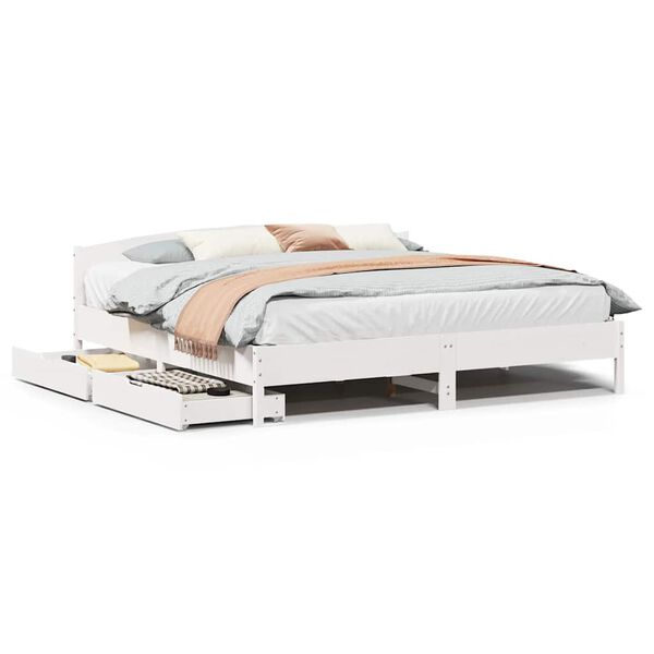 vidaXL Bed Frame without Mattress White 200x200 cm Solid Wood Pine