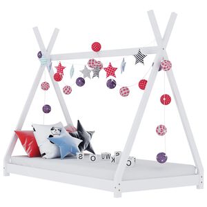 vidaXL Kids Bed Frame | White | Solid pine wood | 90x200 cm | Kids Bed Frame