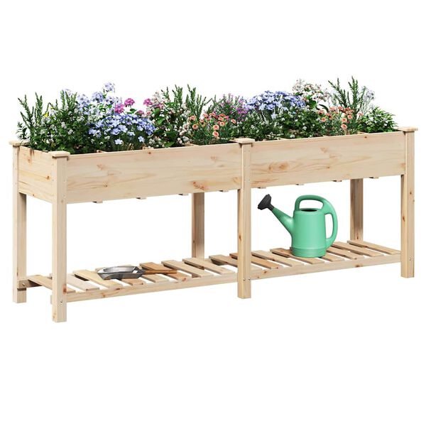 vidaXL Garden Planter Beige 203.5 x 53 x 76.5 cm Solid Fir Wood