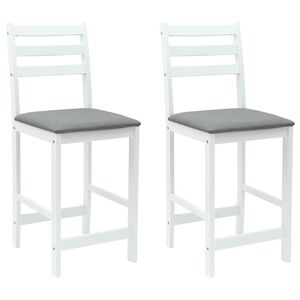 vidaXL Dining Chairs 2 pcs Solid Rubber Wood White 40 x 47.5 x 99.5 cm