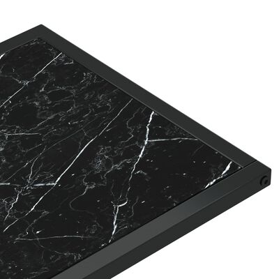 vidaXL Computer Side Table Black Marble 50x35x65 cm Tempered Glass