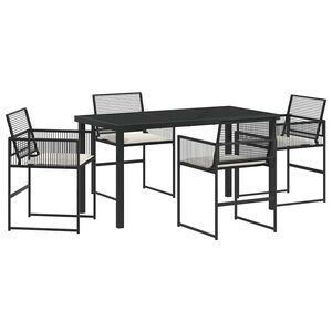 vidaXL Garden Dining Set 5 pcs Black Powder-Coated Steel