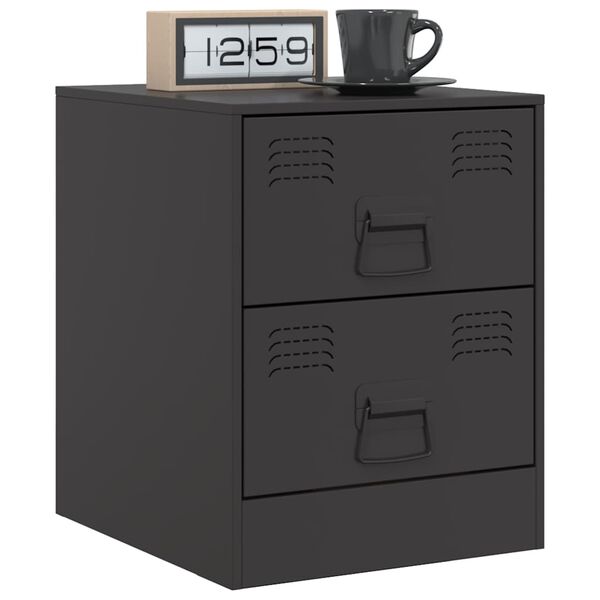 vidaXL Bedside Cabinets 2 pcs Black 34.5x39x44 cm Steel