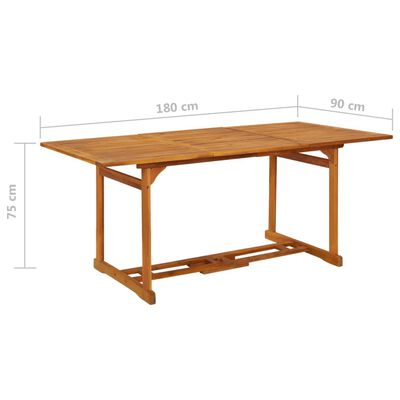 vidaXL Garden Dining Table 180x90x75 cm Solid Acacia Wood