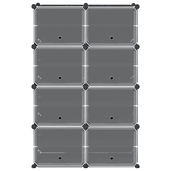 vidaXL Storage Cube Organiser with 8 Cubes and Doors Black PP