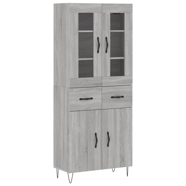 vidaXL Highboard Grey Sonoma 69.5x34x180 cm Engineered Wood
