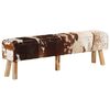 vidaXL Bench Brown and White 160x28x50 cm Real Goat Leather