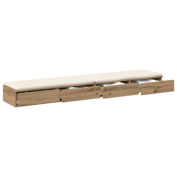 vidaXL Bed Drawers Artisan Oak 200 x 36.5 x 16.5 cm Engineered Wood