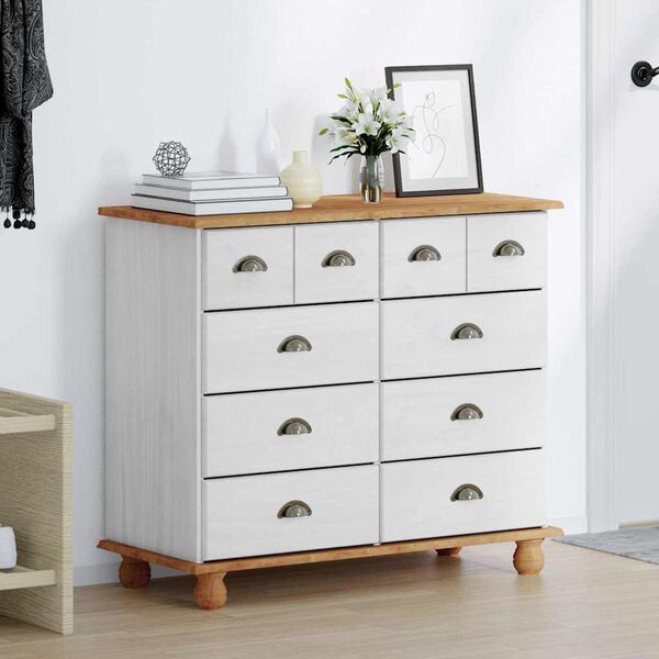 vidaXL Chest of Drawer ASKIM White 91 x 40 x 79 cm Solid Pine wood