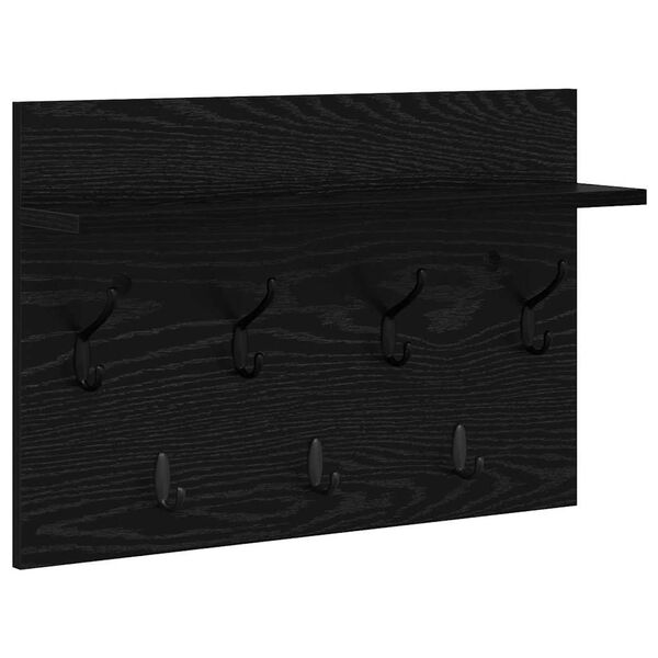 vidaXL Wall-Mounted Coat Rack with Shelf Black oak 60 x 40 x 12 cm