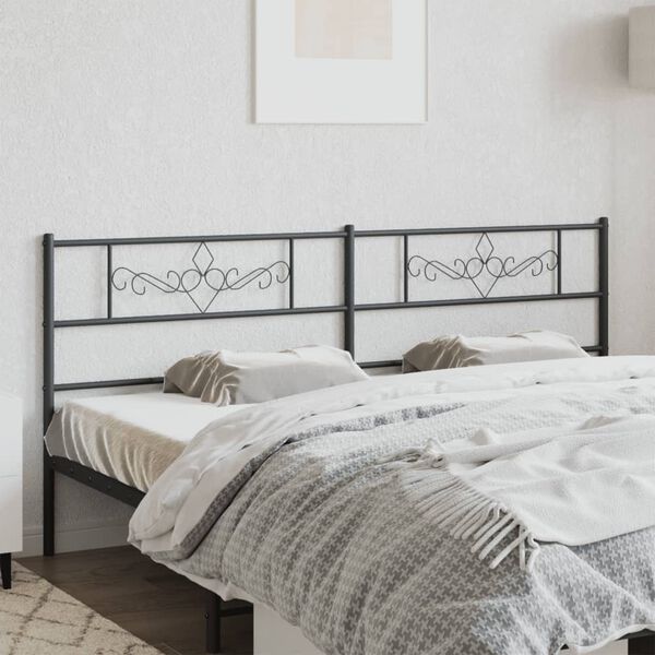 vidaXL Metal Headboard Black 200 cm